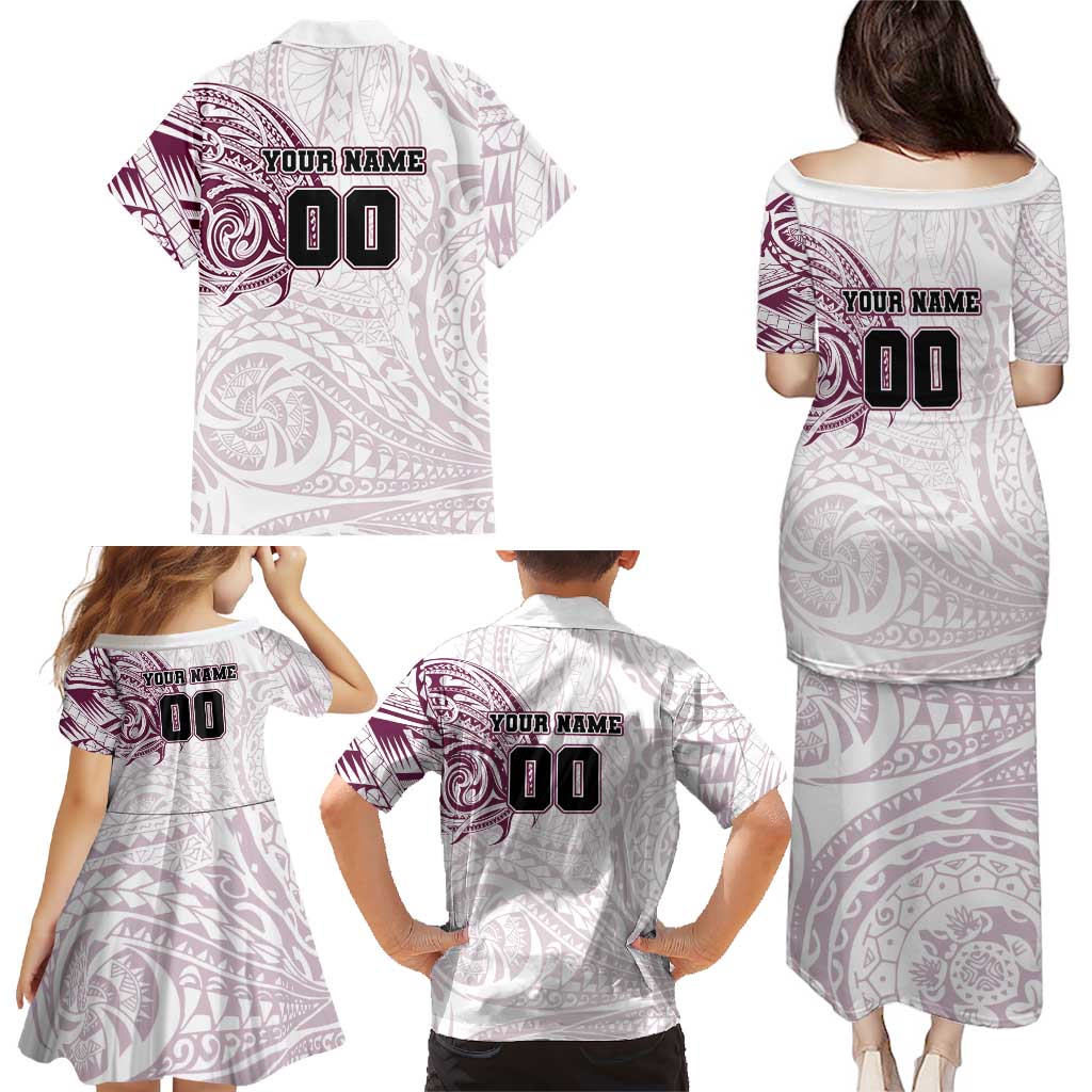 Personalized Manly Warringah Sea Eagles Family Matching Puletasi and Hawaiian Shirt Polynesian Tribal Chest and Sleeve Tattoo