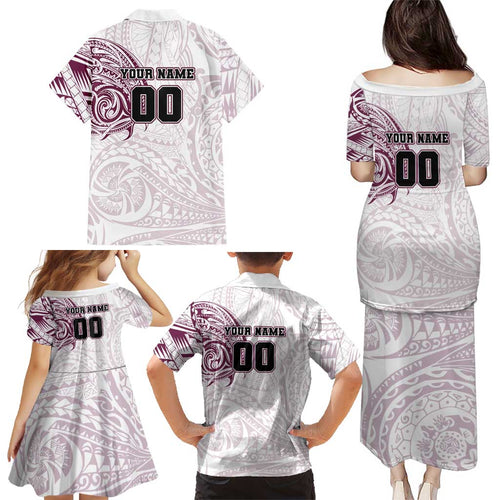 Personalized Manly Warringah Sea Eagles Family Matching Puletasi and Hawaiian Shirt Polynesian Tribal Chest and Sleeve Tattoo