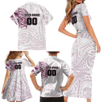 Personalized Manly Warringah Sea Eagles Family Matching Short Sleeve Bodycon Dress and Hawaiian Shirt Polynesian Tribal Chest and Sleeve Tattoo