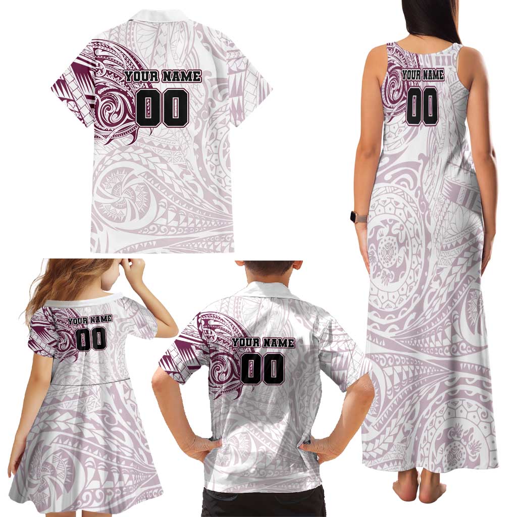 Personalized Manly Warringah Sea Eagles Family Matching Tank Maxi Dress and Hawaiian Shirt Polynesian Tribal Chest and Sleeve Tattoo