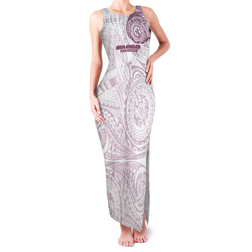 Personalized Manly Warringah Sea Eagles Family Matching Tank Maxi Dress and Hawaiian Shirt Polynesian Tribal Chest and Sleeve Tattoo