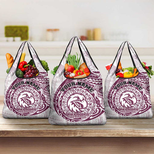 Personalized Manly Warringah Sea Eagles Grocery Bag Polynesian Tribal Chest and Sleeve Tattoo