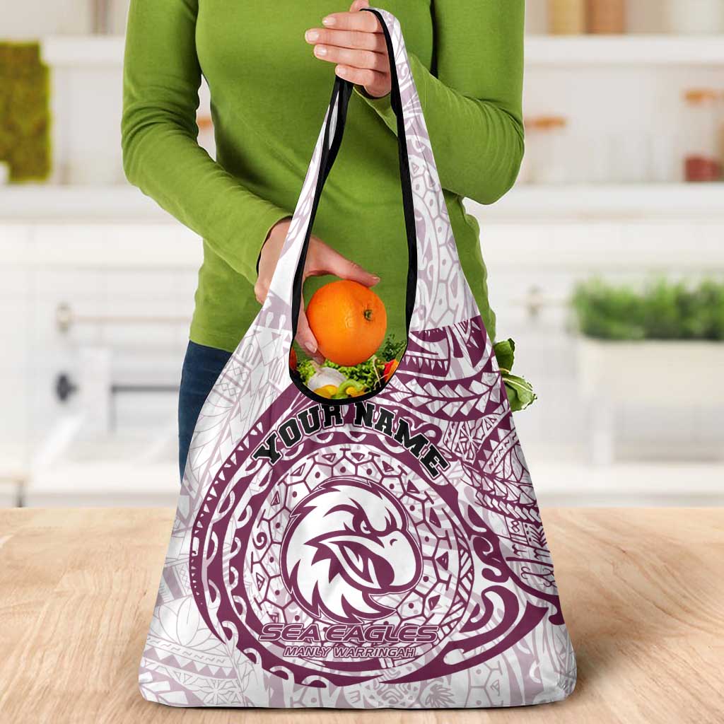 Personalized Manly Warringah Sea Eagles Grocery Bag Polynesian Tribal Chest and Sleeve Tattoo