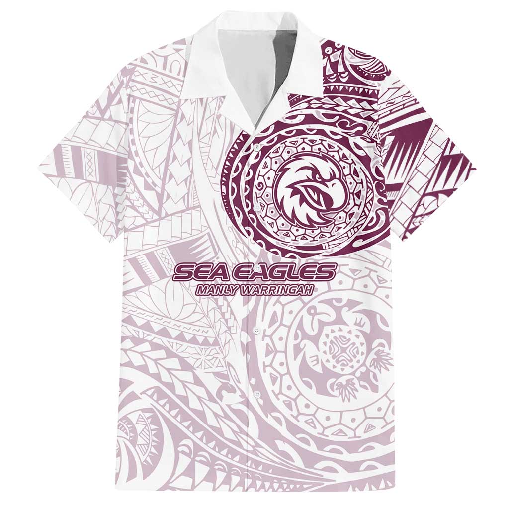 Personalized Manly Warringah Sea Eagles Hawaiian Shirt Polynesian Tribal Chest and Sleeve Tattoo