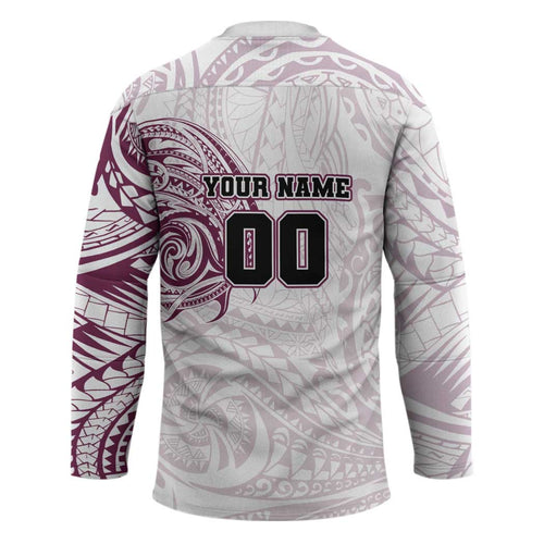 Personalized Manly Warringah Sea Eagles Hockey Jersey Polynesian Tribal Chest and Sleeve Tattoo