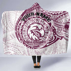 Personalized Manly Warringah Sea Eagles Hooded Blanket Polynesian Tribal Chest and Sleeve Tattoo