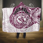 Personalized Manly Warringah Sea Eagles Hooded Blanket Polynesian Tribal Chest and Sleeve Tattoo