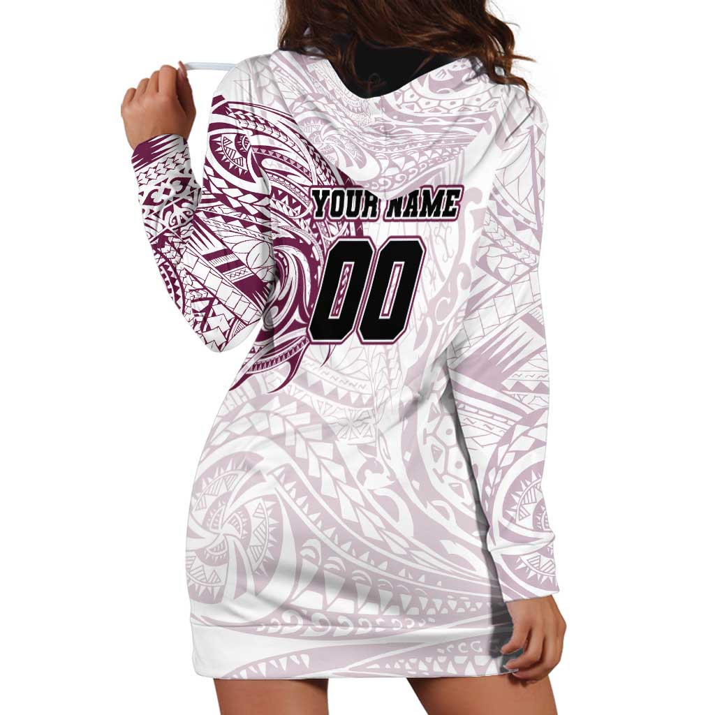 Personalized Manly Warringah Sea Eagles Hoodie Dress Polynesian Tribal Chest and Sleeve Tattoo