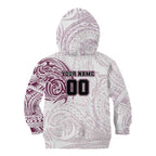 Personalized Manly Warringah Sea Eagles Kid Hoodie Polynesian Tribal Chest and Sleeve Tattoo