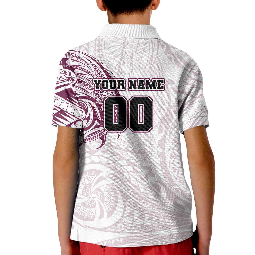Personalized Manly Warringah Sea Eagles Kid Polo Shirt Polynesian Tribal Chest and Sleeve Tattoo