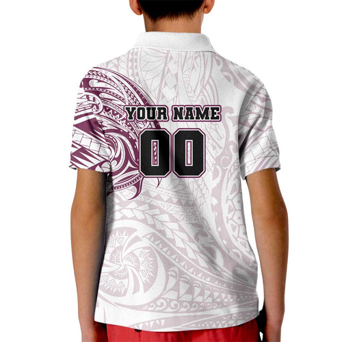 Personalized Manly Warringah Sea Eagles Kid Polo Shirt Polynesian Tribal Chest and Sleeve Tattoo