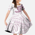 Personalized Manly Warringah Sea Eagles Kid Short Sleeve Dress Polynesian Tribal Chest and Sleeve Tattoo