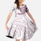 Personalized Manly Warringah Sea Eagles Kid Short Sleeve Dress Polynesian Tribal Chest and Sleeve Tattoo