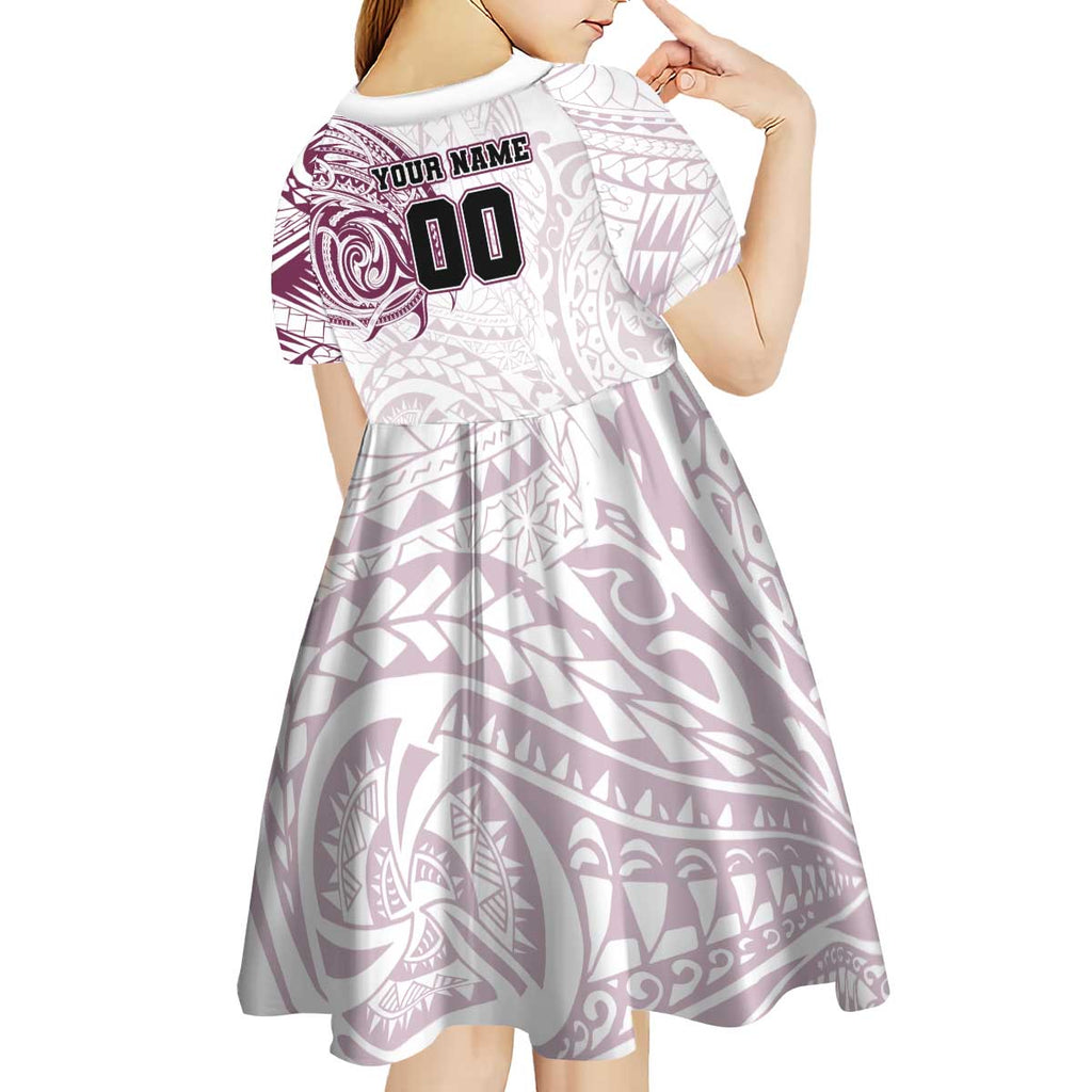 Personalized Manly Warringah Sea Eagles Kid Short Sleeve Dress Polynesian Tribal Chest and Sleeve Tattoo