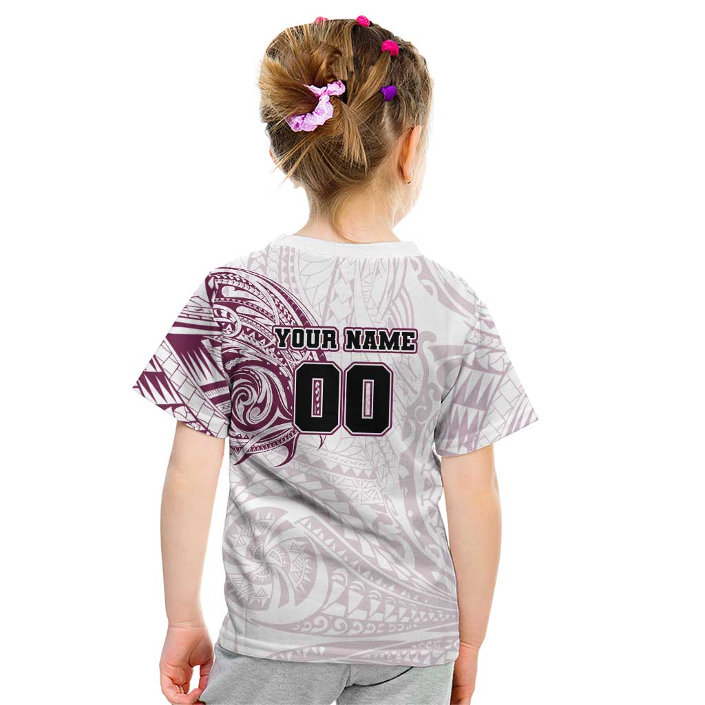 Personalized Manly Warringah Sea Eagles Kid T Shirt Polynesian Tribal Chest and Sleeve Tattoo