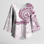 Personalized Manly Warringah Sea Eagles Kimono Sleeve Blouse Polynesian Tribal Chest and Sleeve Tattoo