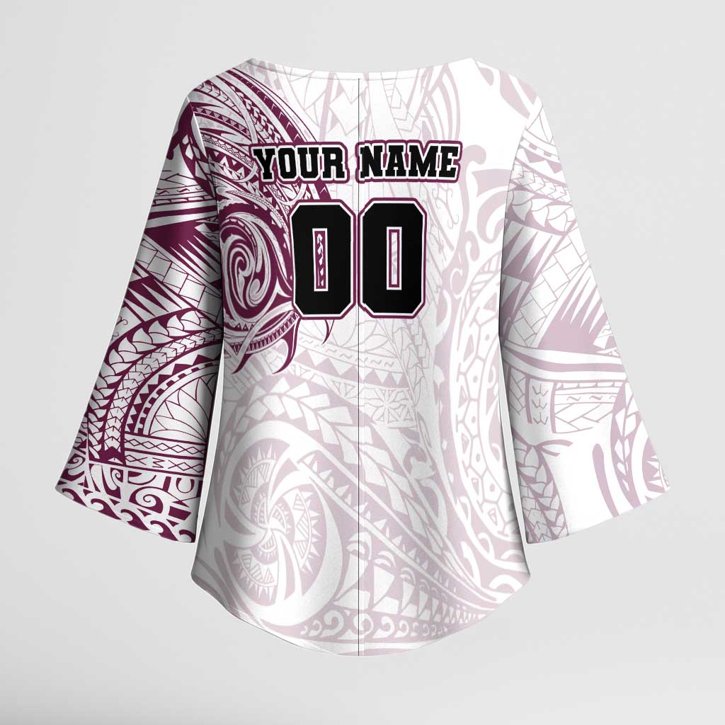 Personalized Manly Warringah Sea Eagles Kimono Sleeve Blouse Polynesian Tribal Chest and Sleeve Tattoo