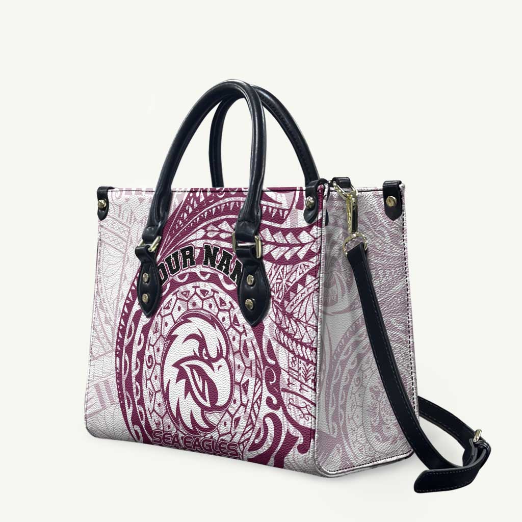 Personalized Manly Warringah Sea Eagles Leather Bag Polynesian Tribal Chest and Sleeve Tattoo