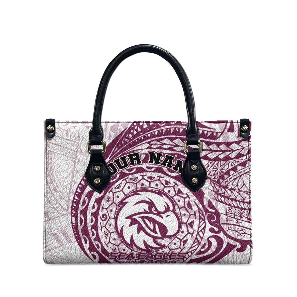 Personalized Manly Warringah Sea Eagles Leather Bag Polynesian Tribal Chest and Sleeve Tattoo