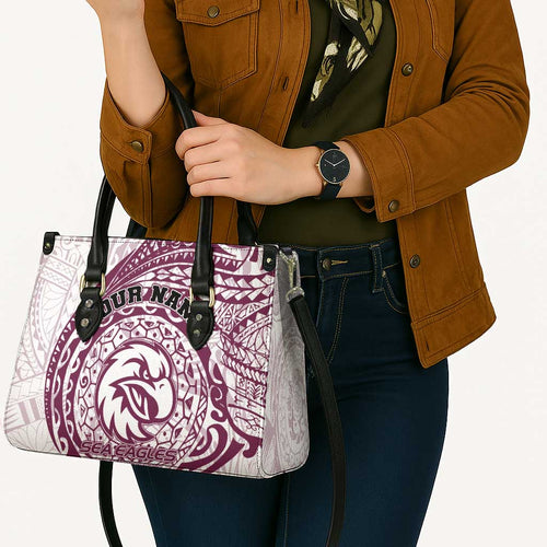 Personalized Manly Warringah Sea Eagles Leather Bag Polynesian Tribal Chest and Sleeve Tattoo