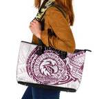 Personalized Manly Warringah Sea Eagles Leather Tote Bag Polynesian Tribal Chest and Sleeve Tattoo