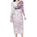 Personalized Manly Warringah Sea Eagles Long Sleeve Bodycon Dress Polynesian Tribal Chest and Sleeve Tattoo