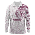 Personalized Manly Warringah Sea Eagles Long Sleeve Polo Shirt Polynesian Tribal Chest and Sleeve Tattoo