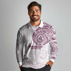 Personalized Manly Warringah Sea Eagles Long Sleeve Polo Shirt Polynesian Tribal Chest and Sleeve Tattoo