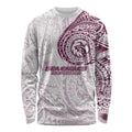 Personalized Manly Warringah Sea Eagles Long Sleeve Shirt Polynesian Tribal Chest and Sleeve Tattoo