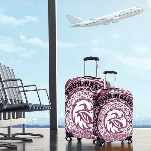 Personalized Manly Warringah Sea Eagles Luggage Cover Polynesian Tribal Chest and Sleeve Tattoo