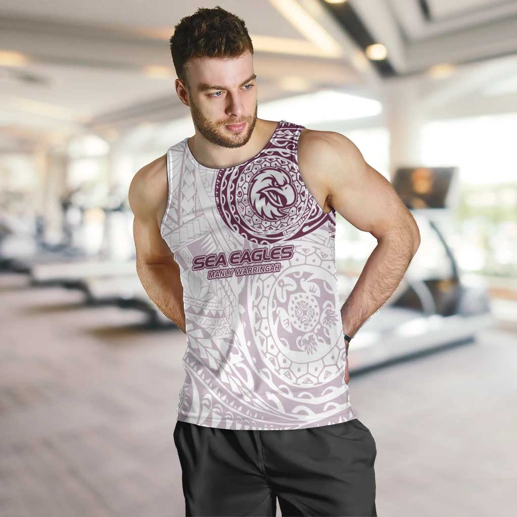 Personalized Manly Warringah Sea Eagles Men Tank Top Polynesian Tribal Chest and Sleeve Tattoo