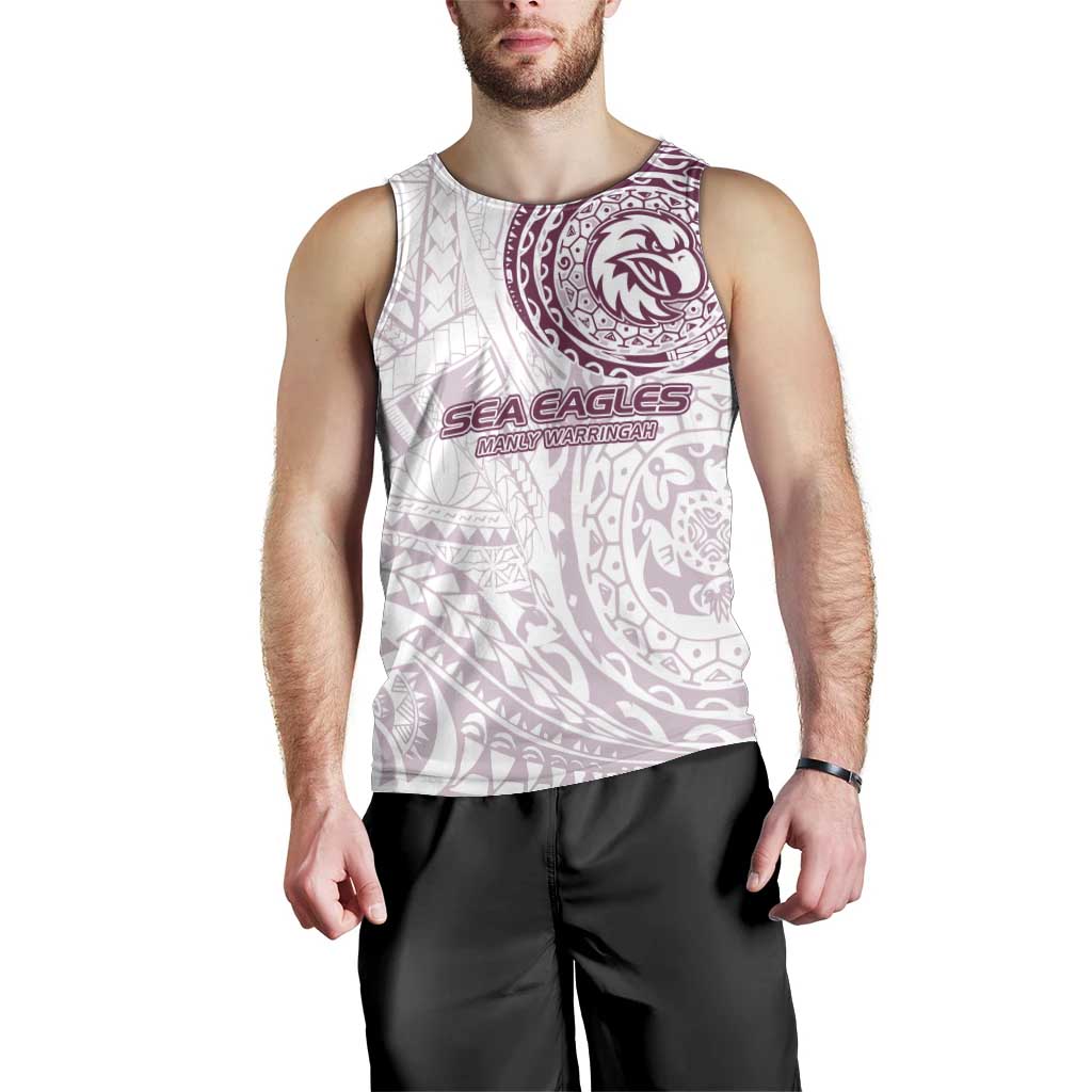 Personalized Manly Warringah Sea Eagles Men Tank Top Polynesian Tribal Chest and Sleeve Tattoo