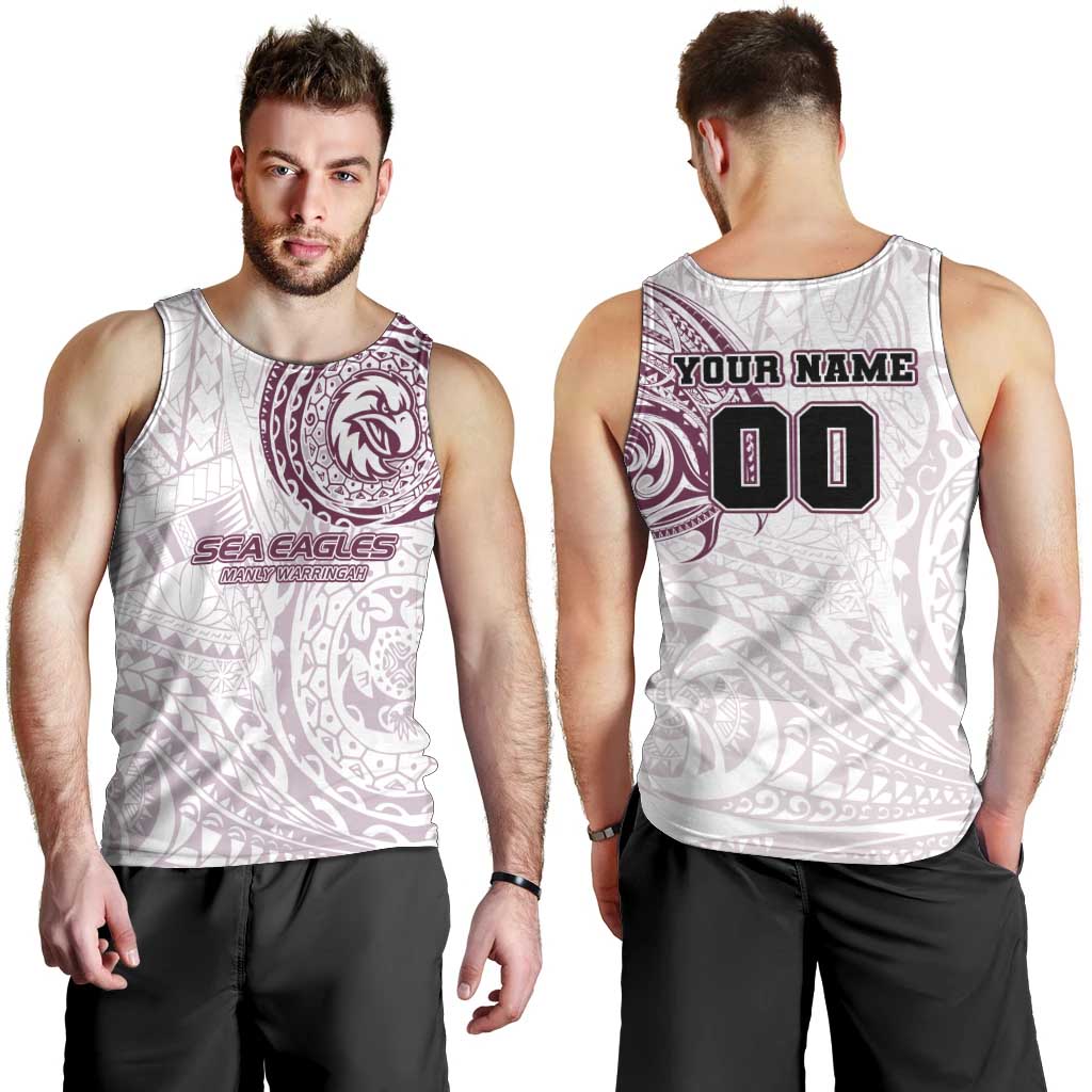 Personalized Manly Warringah Sea Eagles Men Tank Top Polynesian Tribal Chest and Sleeve Tattoo
