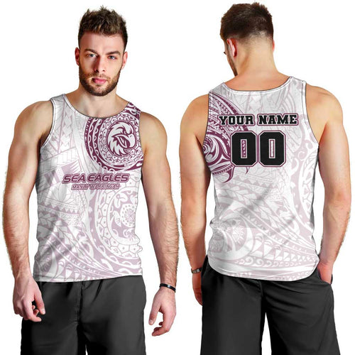Personalized Manly Warringah Sea Eagles Men Tank Top Polynesian Tribal Chest and Sleeve Tattoo