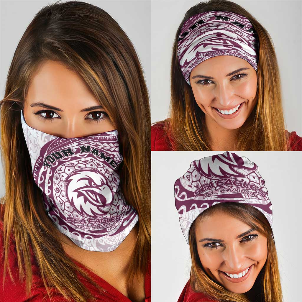 Personalized Manly Warringah Sea Eagles Neck Gaiter Polynesian Tribal Chest and Sleeve Tattoo