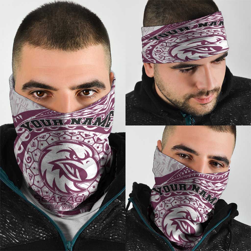 Personalized Manly Warringah Sea Eagles Neck Gaiter Polynesian Tribal Chest and Sleeve Tattoo