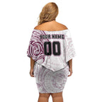 Personalized Manly Warringah Sea Eagles Off Shoulder Short Dress Polynesian Tribal Chest and Sleeve Tattoo