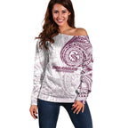 Personalized Manly Warringah Sea Eagles Off Shoulder Sweater Polynesian Tribal Chest and Sleeve Tattoo