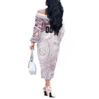 Personalized Manly Warringah Sea Eagles Off The Shoulder Long Sleeve Dress Polynesian Tribal Chest and Sleeve Tattoo