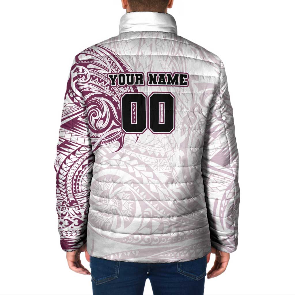 Personalized Manly Warringah Sea Eagles Padded Jacket Polynesian Tribal Chest and Sleeve Tattoo