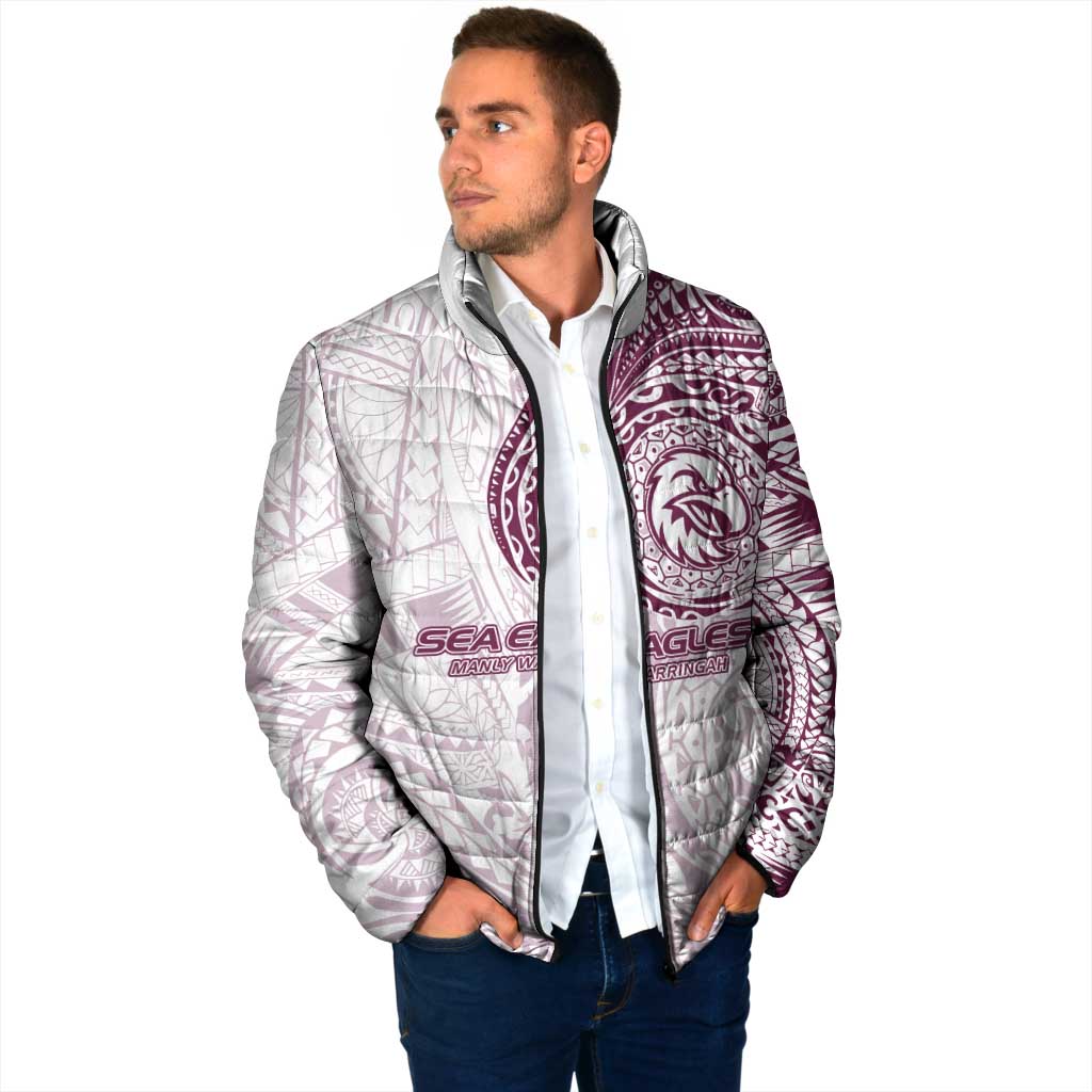 Personalized Manly Warringah Sea Eagles Padded Jacket Polynesian Tribal Chest and Sleeve Tattoo