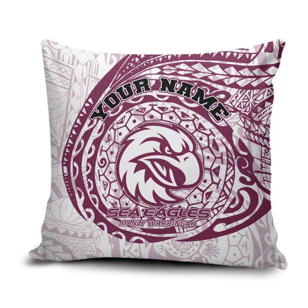 Personalized Manly Warringah Sea Eagles Pillow Cover Polynesian Tribal Chest and Sleeve Tattoo