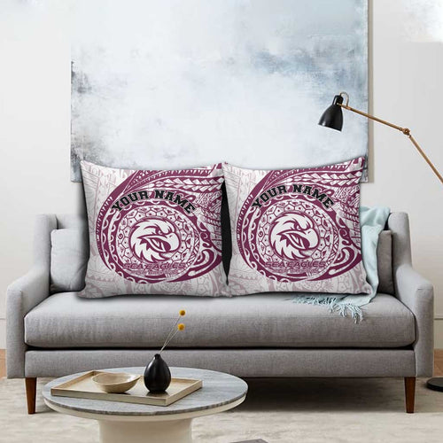 Personalized Manly Warringah Sea Eagles Pillow Cover Polynesian Tribal Chest and Sleeve Tattoo