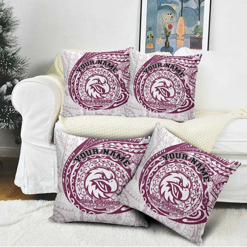 Personalized Manly Warringah Sea Eagles Pillow Cover Polynesian Tribal Chest and Sleeve Tattoo