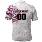 Personalized Manly Warringah Sea Eagles Polo Shirt Polynesian Tribal Chest and Sleeve Tattoo