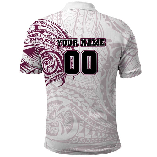 Personalized Manly Warringah Sea Eagles Polo Shirt Polynesian Tribal Chest and Sleeve Tattoo