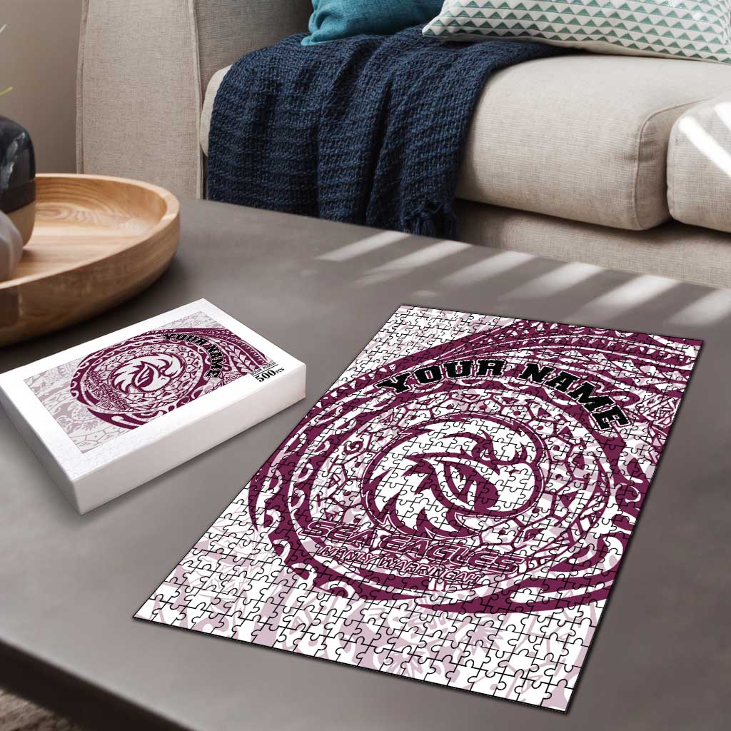 Personalized Manly Warringah Sea Eagles Puzzle Polynesian Tribal Chest and Sleeve Tattoo