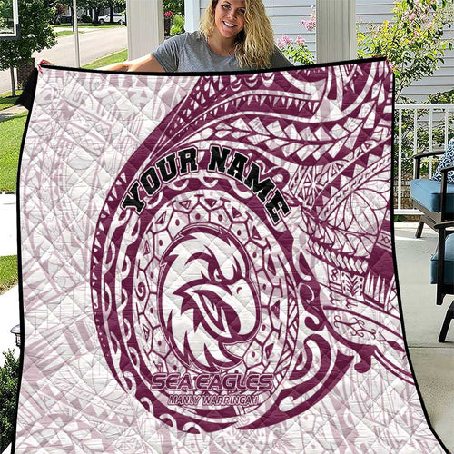 Personalized Manly Warringah Sea Eagles Quilt Polynesian Tribal Chest and Sleeve Tattoo