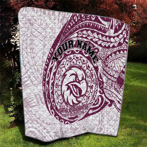 Personalized Manly Warringah Sea Eagles Quilt Polynesian Tribal Chest and Sleeve Tattoo