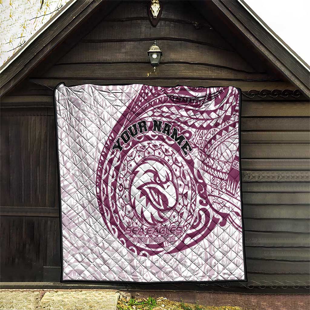 Personalized Manly Warringah Sea Eagles Quilt Polynesian Tribal Chest and Sleeve Tattoo